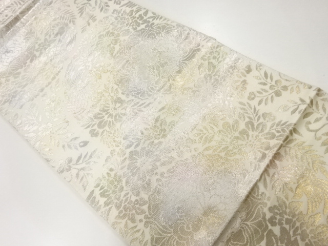 アンティーク　花鳥模様織出し袋帯（材料）